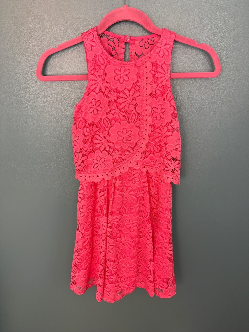 Abercrombie Kids Girls Pink Lace Sleeveless Dress Size 11/12